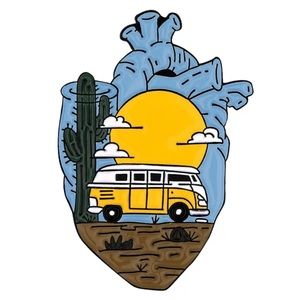 1 LEFT‼️ Camper Van Heart Enamel Badge Hiker Travel Anatomy BC Doctor Nurse Gift